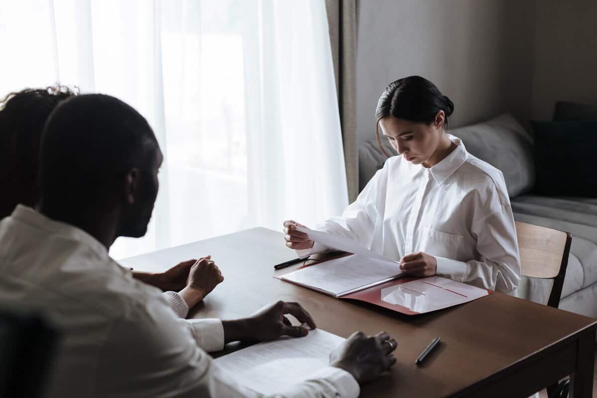 A lawyer reviewing a clients documents.