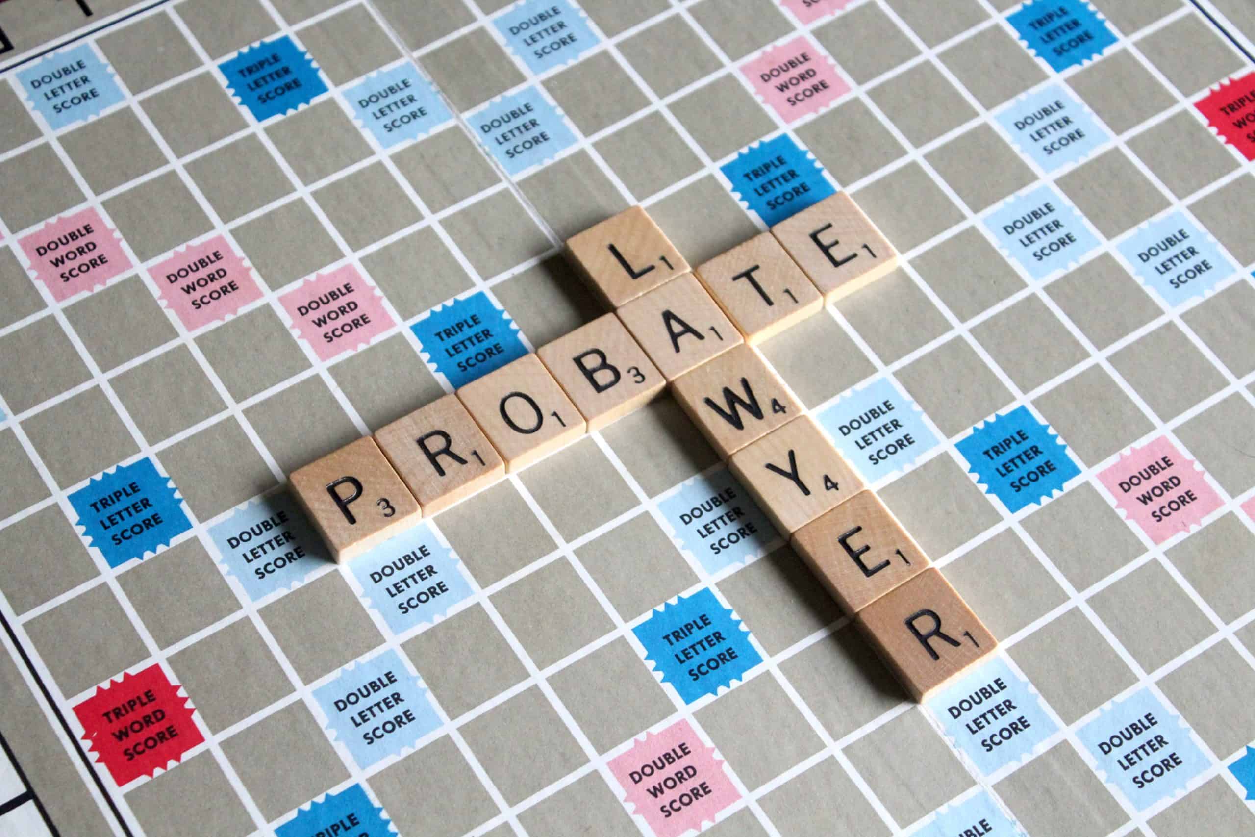 Scrabble board shows probate crossing lawyer