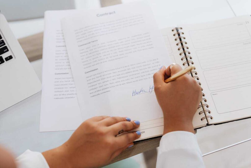 Hand signing document