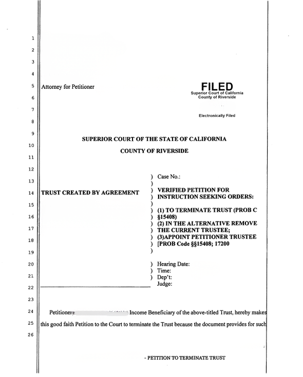 riverside trust petition